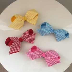 4 Piece Checkered Bow Set